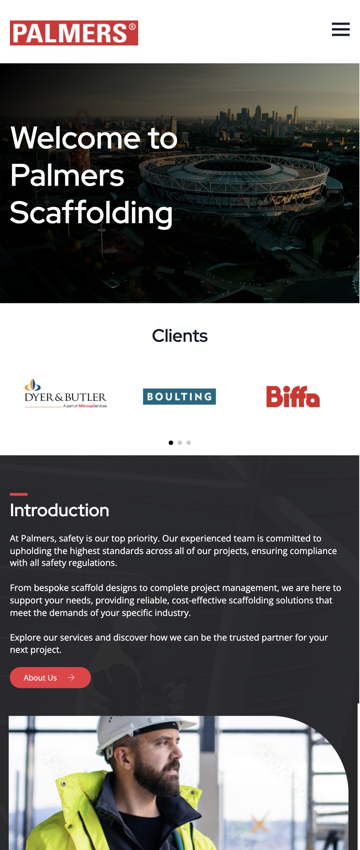 Palmers — mobile homepage top